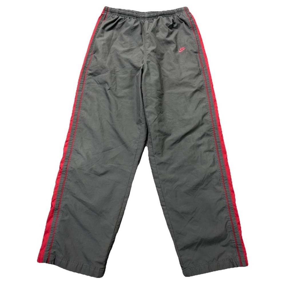 Vintage Nike Track Pants Mens Large Lined Gray Red Windbreaker Stretch Striped